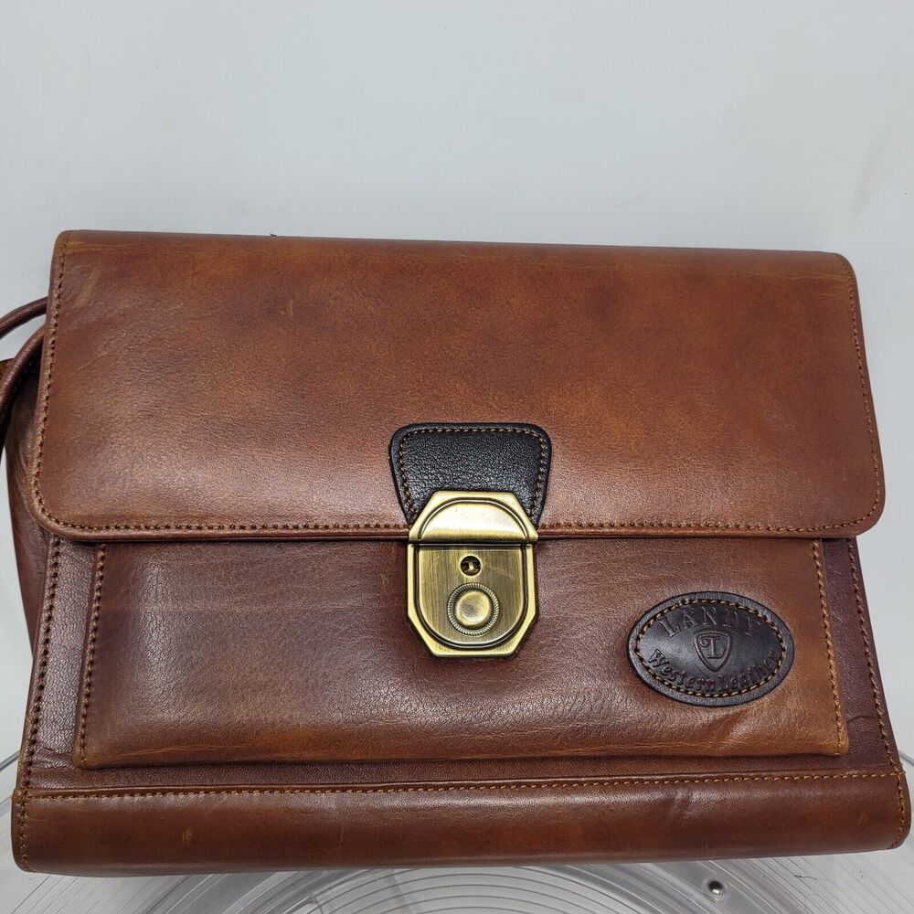 Landy Western Leather Clutch Bag Golden Brown